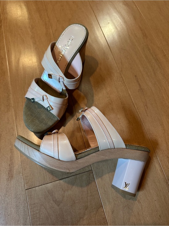 Louis Vuitton Shoes - Louis Vuitton Pink Opalescent Block Heel Sandals